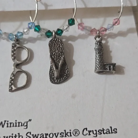 "Fine Wining" Silver Wine Charms with Swarovski Crystals And Summer Charmsđź’«NWT - Picture 4 of 5